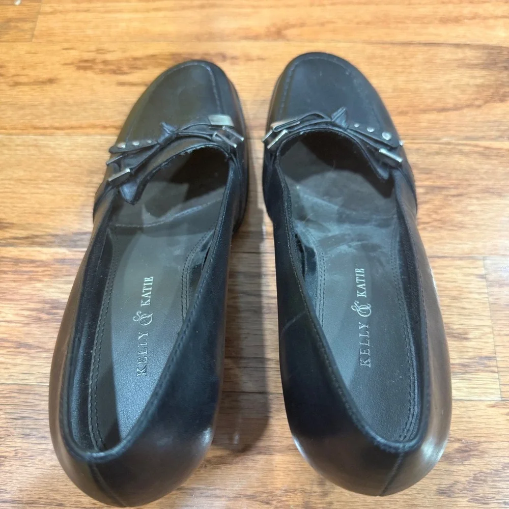 Black Leather Loafer Heels Women 6.5 M Block Heel Shoes Whimsigoth Dark Academia